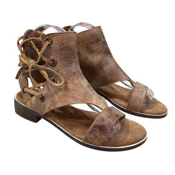 Diba True Day Camp Leather Sandal Lace-Up Size 7.5 (READ) Brown Gladiator - Picture 1 of 12